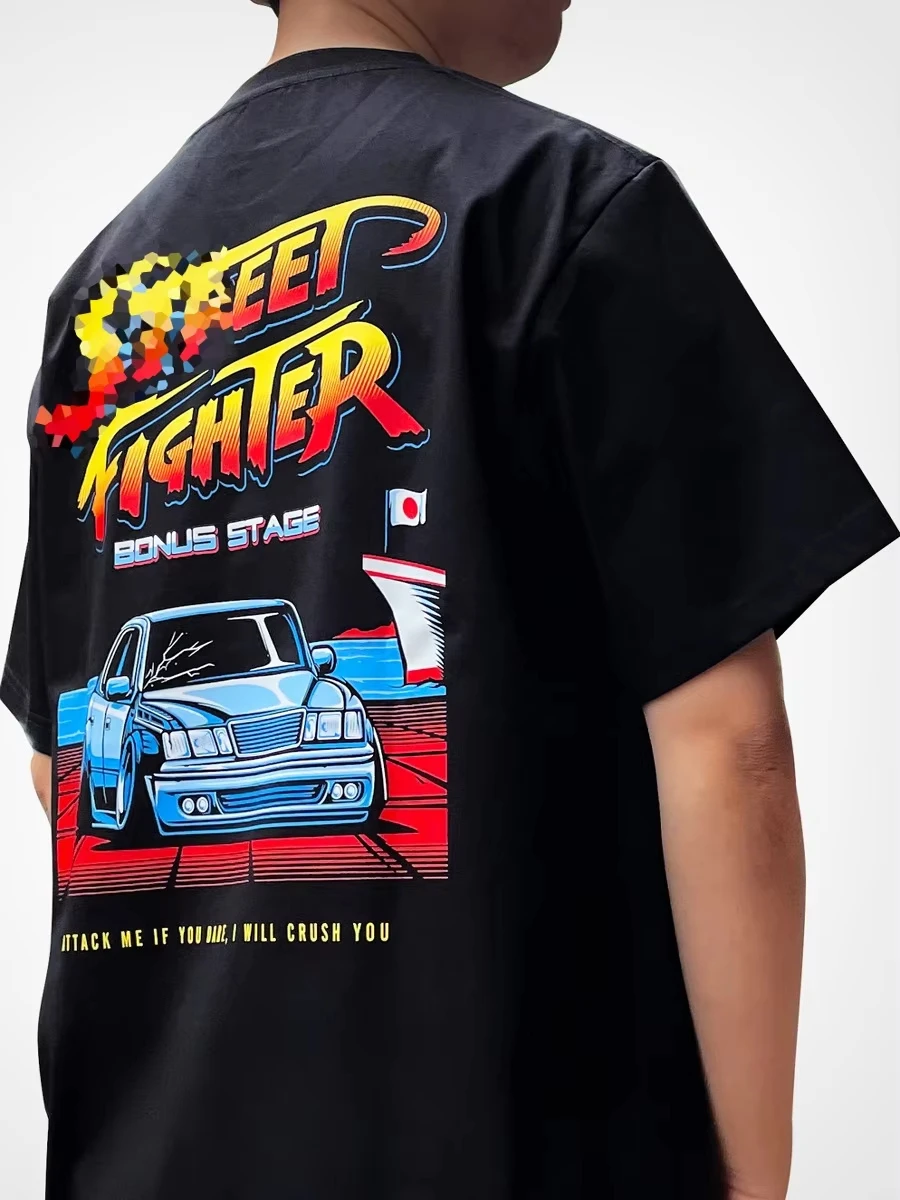 2025 منتج جديد تصميم ستريت فايتر الكرتون تيشيرت بأكمام قصيرة للرجال والنساء الشارع الاتجاه موضة الفتيان والفتيات بلايز