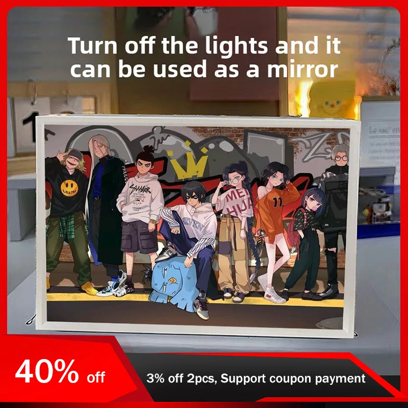 

21cm/8.27in Shadow Assassin 3D Light Painting Anime LED Lamp Acrylic Led Night Luminous Crafts Anime Cartoon Bedroom Decoration