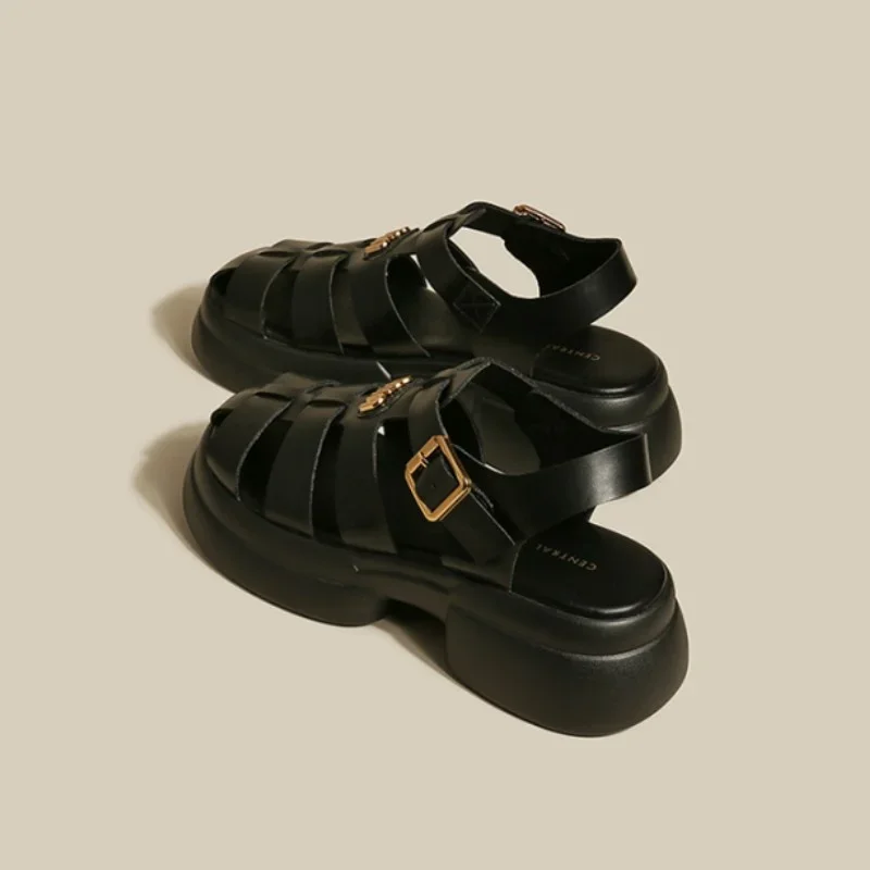 2025 New Summer Fashion, Comfortable and Casual Thick-soled Platform Platform Thick-soled British Style Casual Women's Shoes - view 4