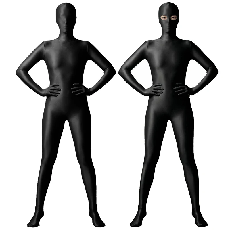 Kigurumi Head Shell Zentai Full Body Suit Cosplay Anime Costume High Elastic Seamless Shiny One Piece Bodysuit