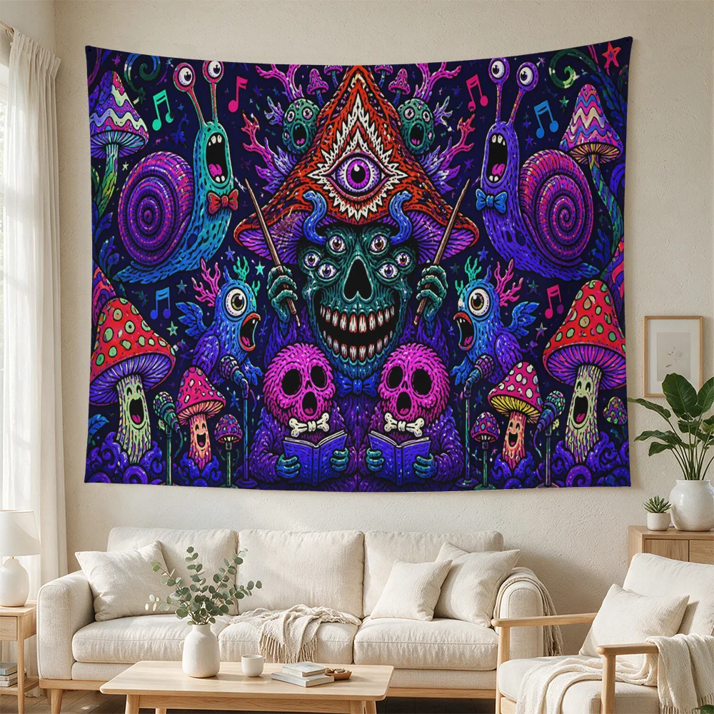 Psychedelic Rave Art Tapestry Bohemian Wall Hanging Trippy Festival Decor for Music Lovers