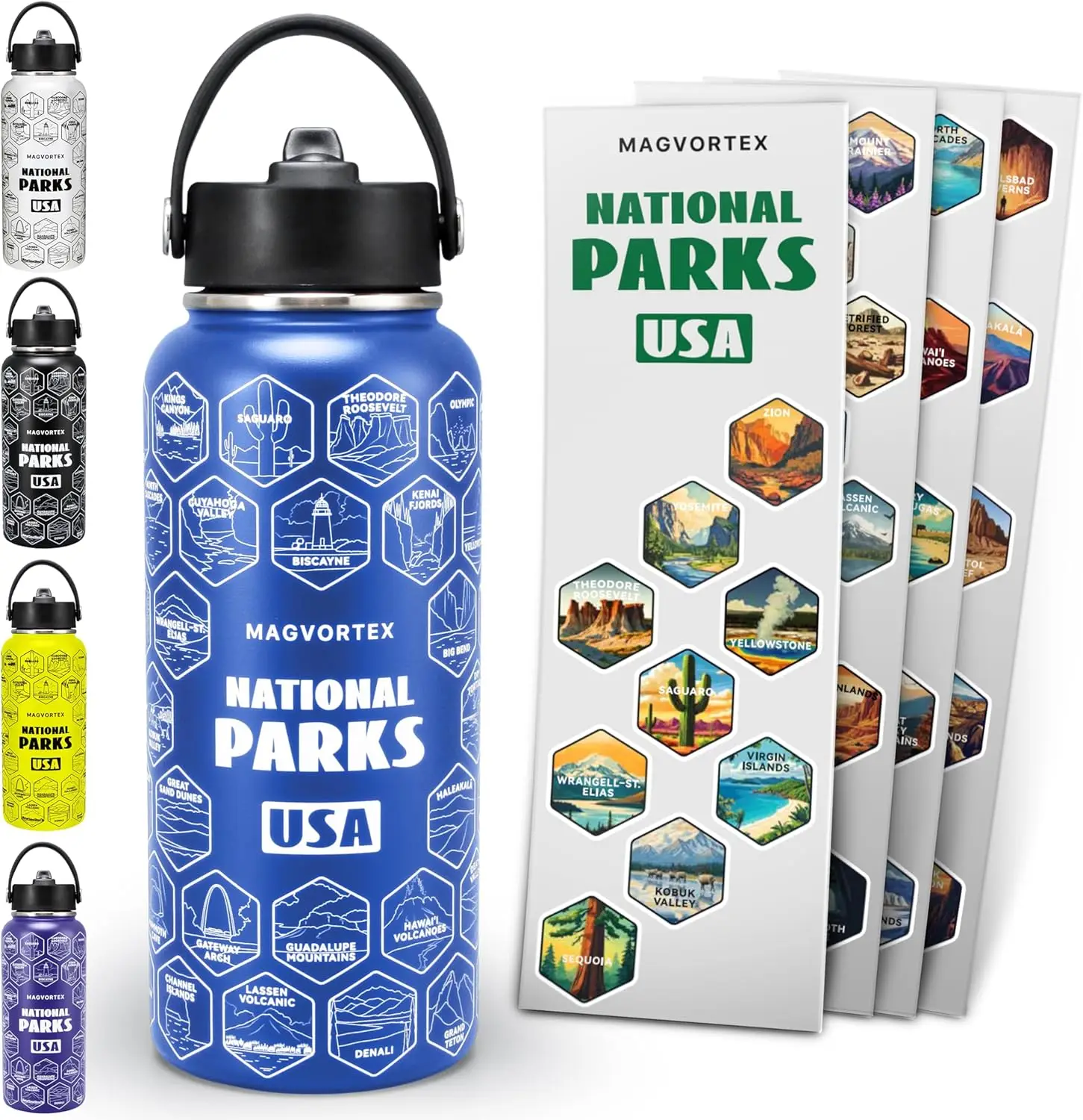 

National Parks Blue Water Bottle 32oz Insulated Stainless Steel with Spout Lid – Durable for Gym, Hiking, Camping