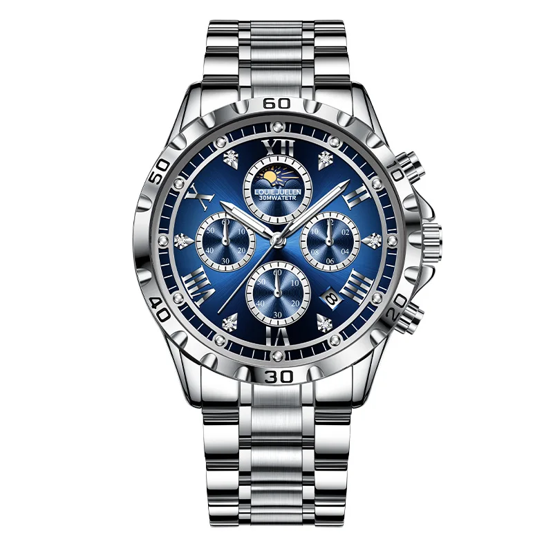 

LOUIE JUELEN Men's Multifunctional Quartz Watch - Waterproof Trendy Business Fashion Wristwatch