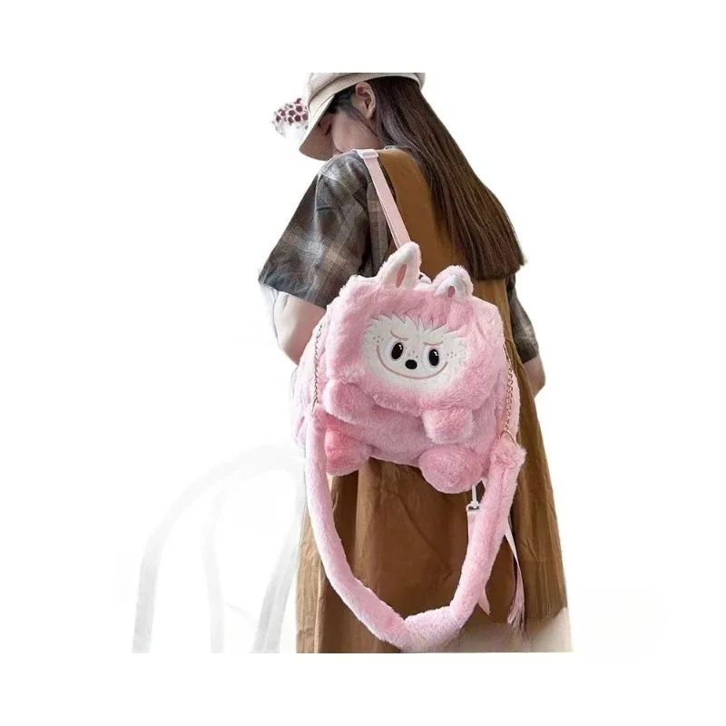 Labubu Plush Convertible Crossbody Backpack Mini Square Cute Shoulder Bag Adorable Collectors Accessory