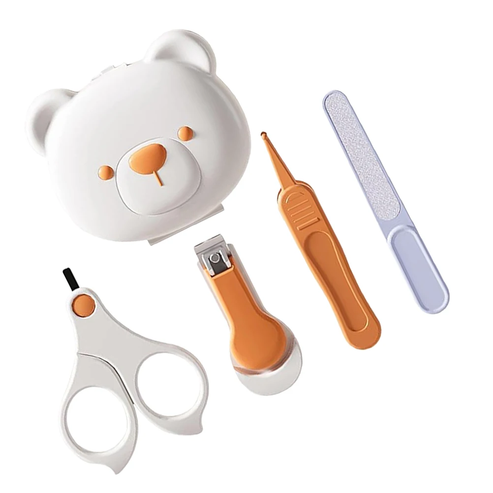 4 pezzi Set per la cura del bambino Tagliaunghie ergonomico per neonati Bambini Kit per toelettatura per bambini in plastica resistente portatile in acciaio inossidabile