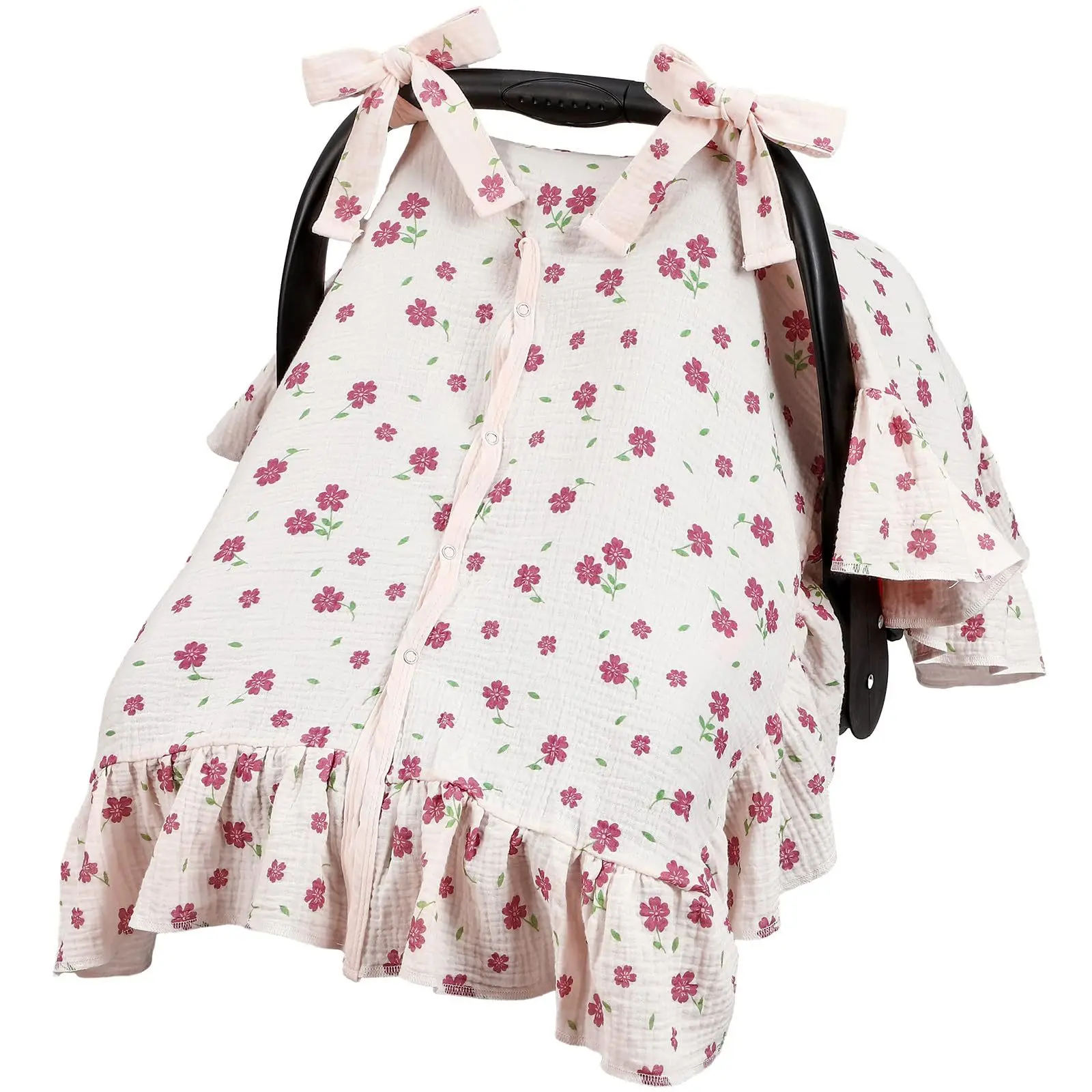 

Floral Print Baby Car Seat Canopy Breathable Cotton Nursing Cover Multi-use Anti-peep Breastfeeding Privacy Cover for Summer