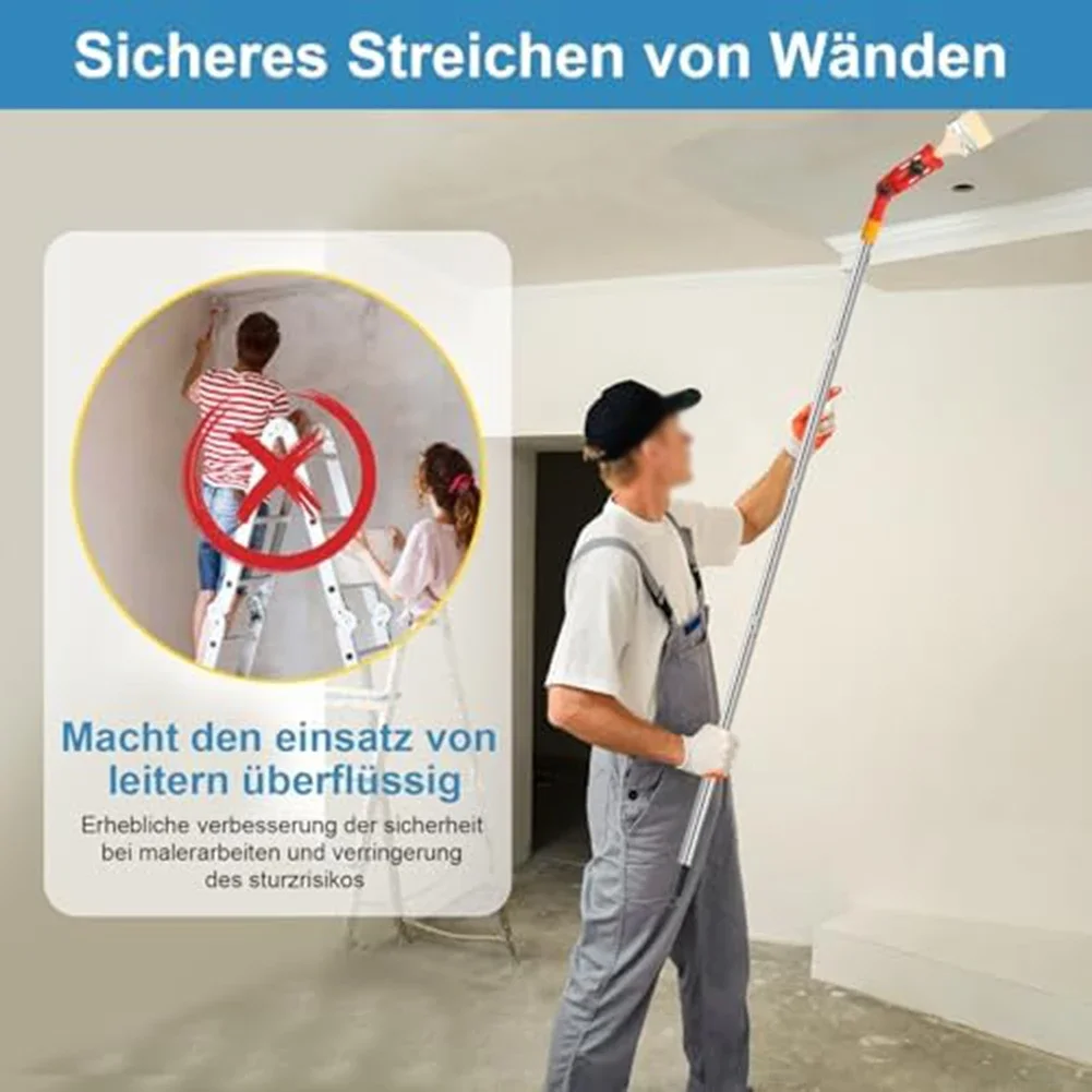 Multi-Angle Paint Brush Extension Rod With Adjustable 1.2m Telescopic Handle For High Ceilings, Corners & Walls – Red