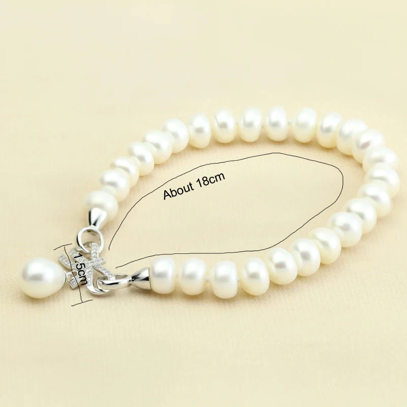 Wedding Freshwater Pearl Bracelet for Women,Real Natural Pearl Bracelets 925 Silver jewelry Girl Best Gift Birthday Top Quality