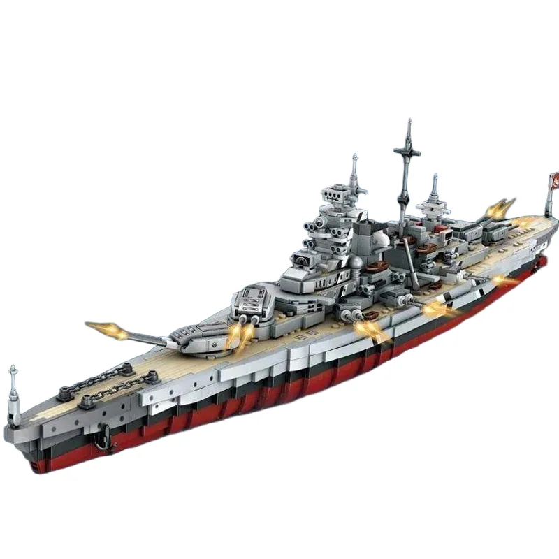 Bismarck U-Boot Schlachtschiff Baustein-Modell Schiff-Set Modulares Baustein-Montagemodell Bausatz Spielzeug Erwachsenen-Geschenke 2081 Teile