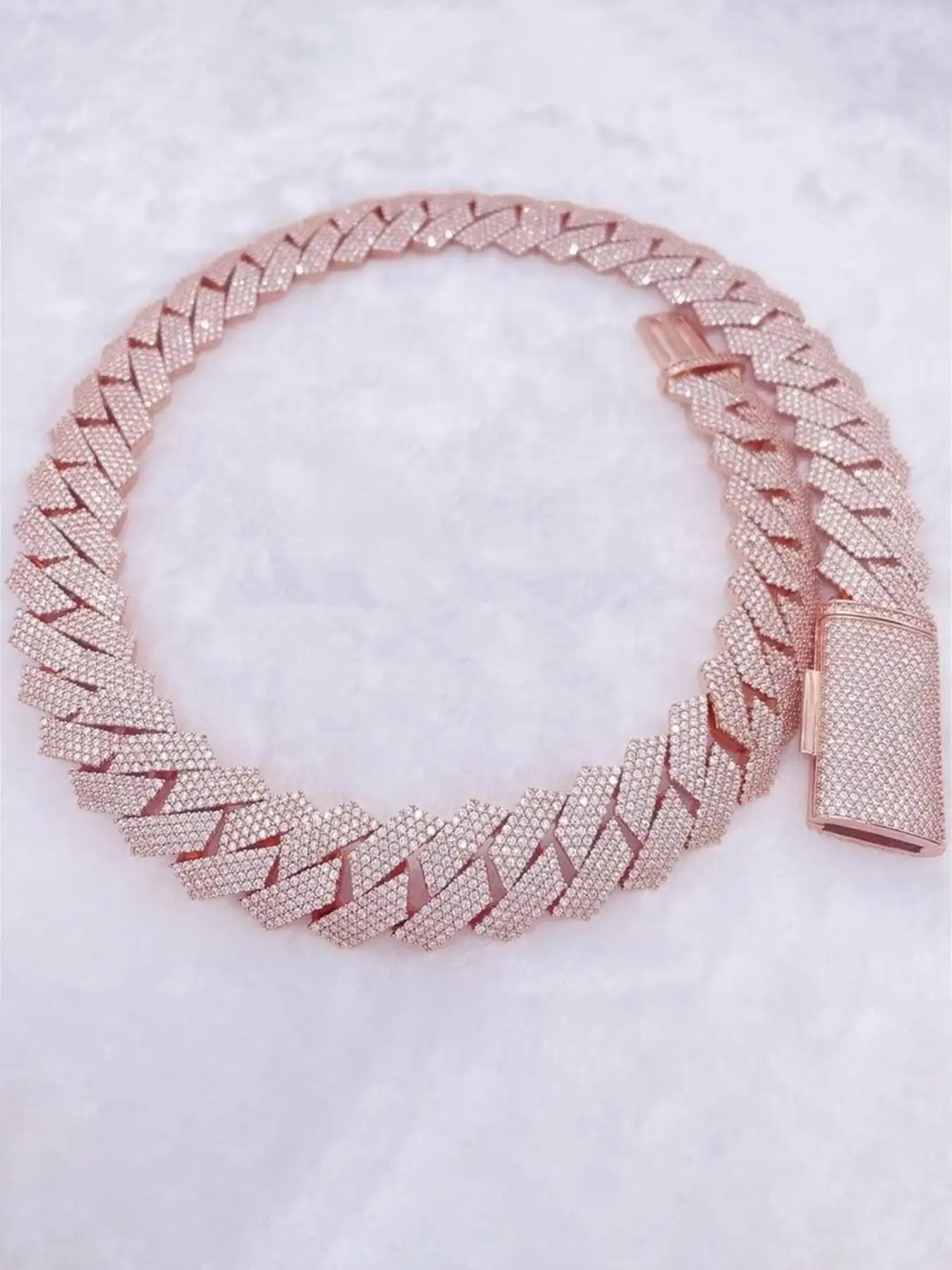 20Mm Luxury Singer Hip Hop Style High Quality Luxury Energy Hip Hop Style Ice Diamond 4Rows Miami Cuban Chain,Gift Box Packaging