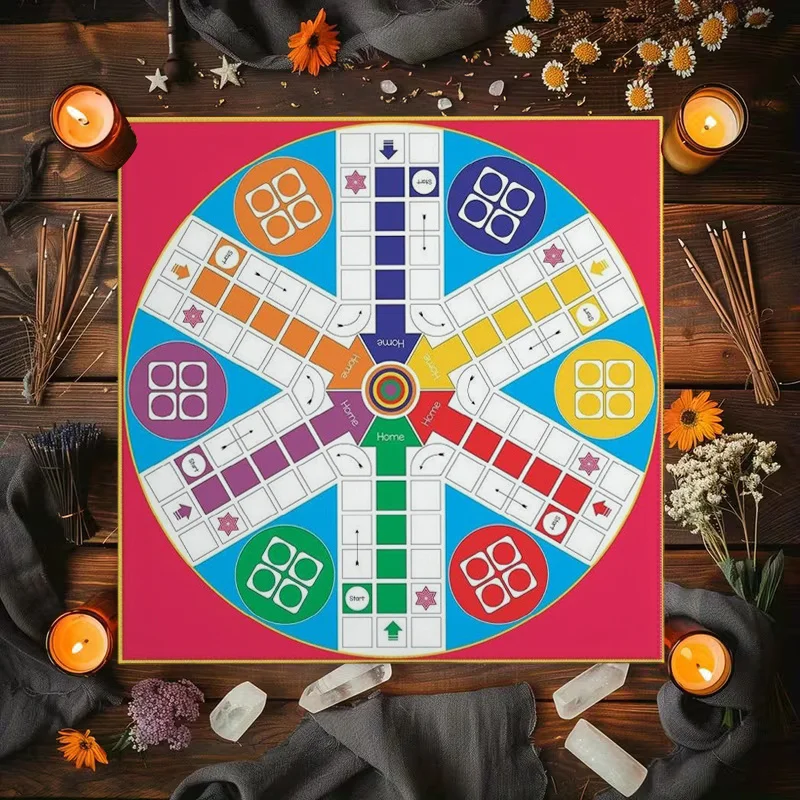 Ludo Board Game Tablecloth, Multi-color Ludo Game Pattern Table Cover for Family Party & Game Night Decor Supplies