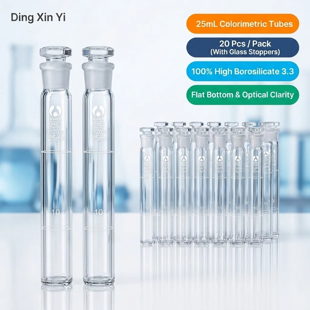 12 Pcs/lot 25 ML Glass Cuvettes Glass Graduated Cuvettes With Stopper Flat-bottomed Cuvettes