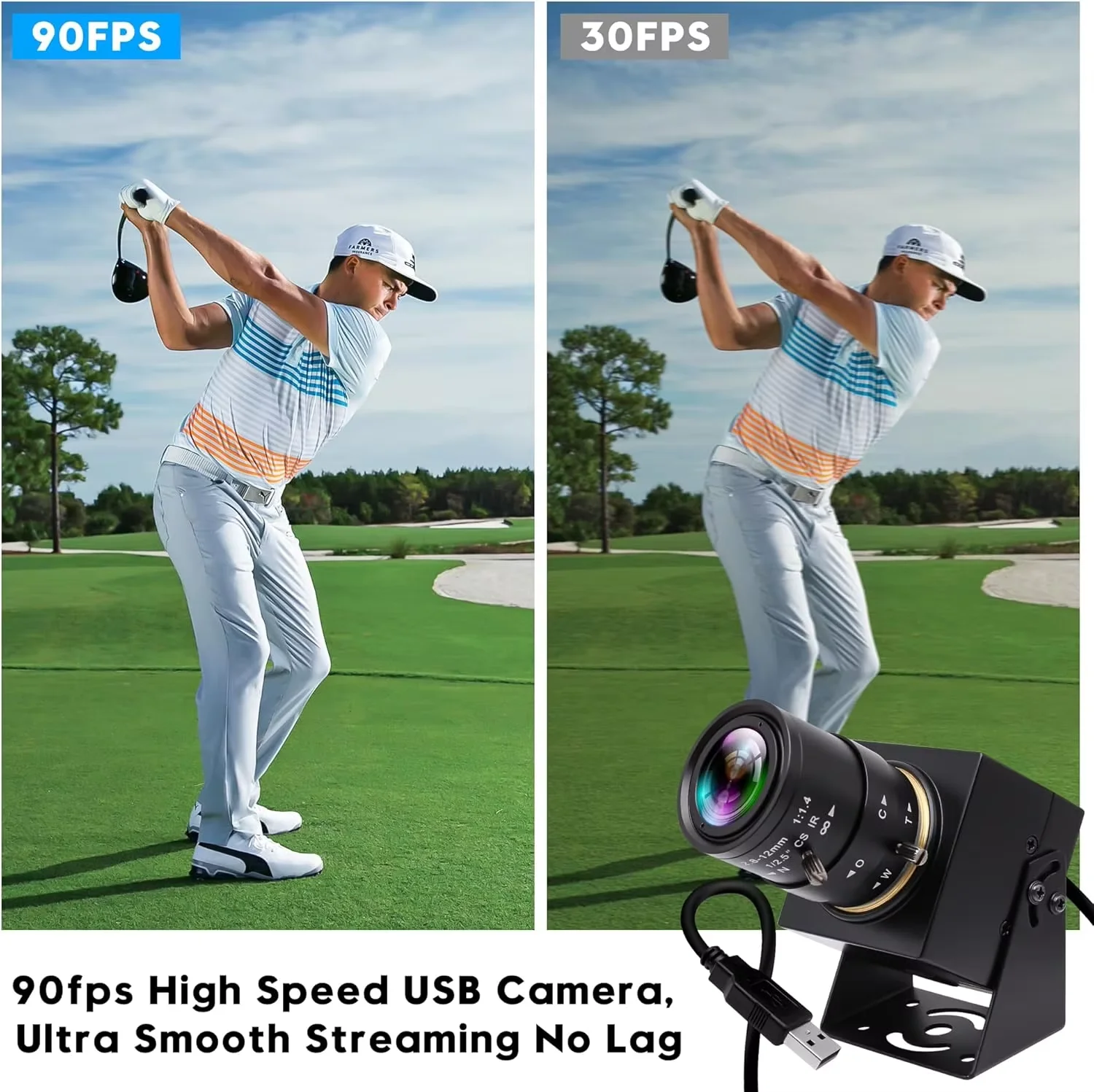 SVPRO 1200P 90fps Global Shutter USB Webcam 1080P CS Varifocal Zoom Lens Industiral Camera Lightburn UVC USB2.0 Camera