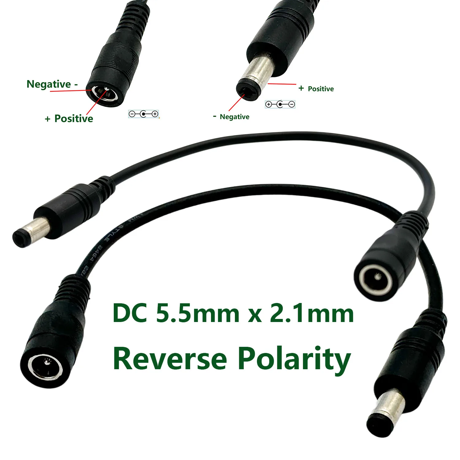 2 szt. Odwrotna polaryzacja przewód do konwersji mocy konwerter kabli drut DC 5.5mm x 2.1mm do klawiatury gitara fortepian pedały efektów