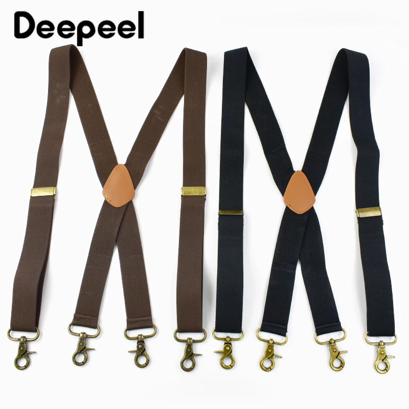 1Pc 3.5X120cm Men Suspenders 4 Clip Buckles Adjustable X-shaped Clasp Hook Braces Adult Belt for Pants Jeans Strap Accessories