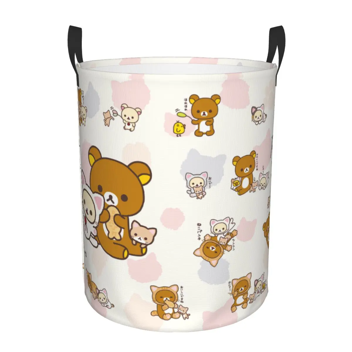 Customized Kawaii Rilakkuma Bear Collage Laundry Basket Collapsible Large Clothing Storage Bin Baby Hamper