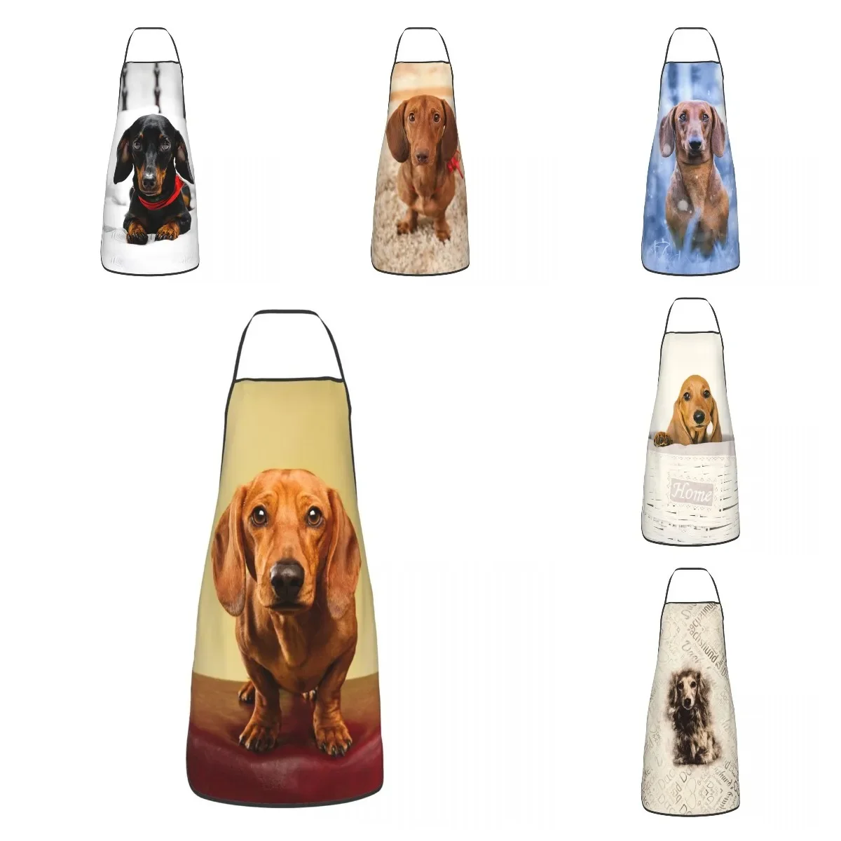 Cute Dachshund Wiener Dog Aprons Men Women Badger Adult Unisex Kitchen Chef Bib Tablier Cuisine Cooking Baking Gardening