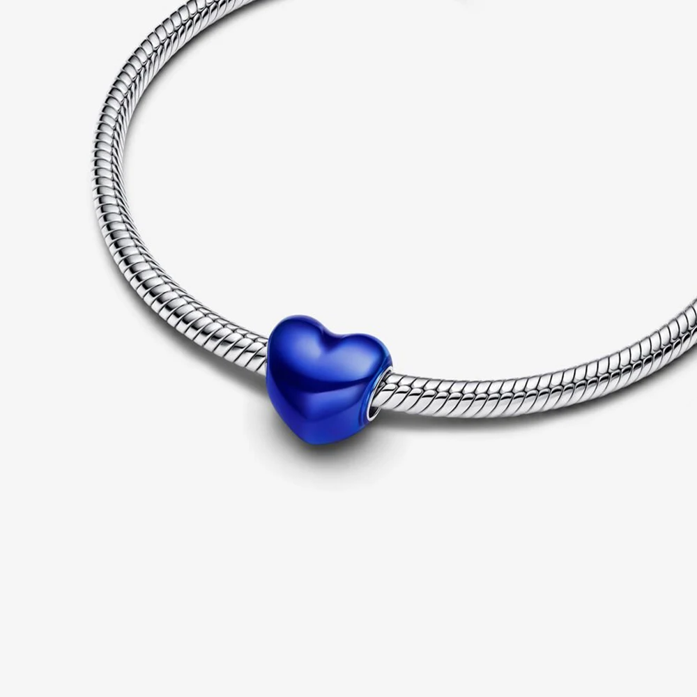 925 Sterling Silber Bunte Glänzende Herzförmige Anhänger-Perlen Passend für Schlangenketten-Armband Halskette Frauen DIY Geburtstag Schmuck Geschenke – Detail 2