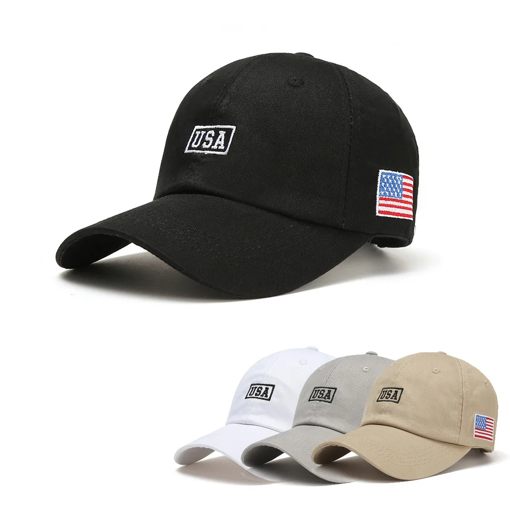 

American Flag USA Alphabet Embroidered Baseball Hat Men's and Women's Outdoor Sports Sunshade Duck Tongue Hat Foreign Trade Sun