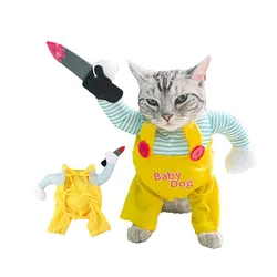 Cat Costume Halloween Pet Knife Doll Plush Knife Dog Halloween Outfits Funny Party Cosplay Adjustable Pet Clothes Gift