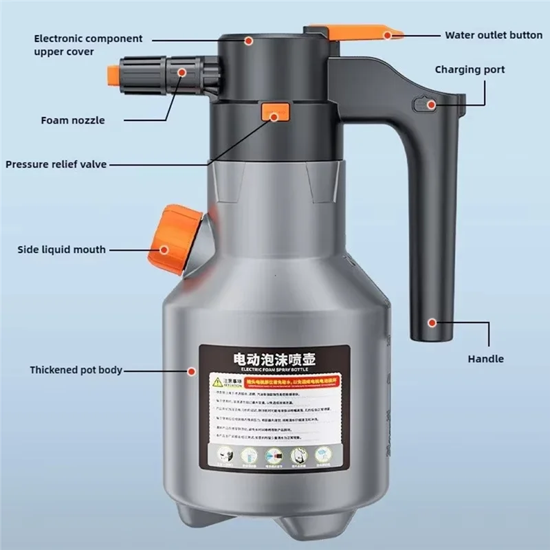 

Распылитель для автомойки, электрический распылитель пены, ручной профессиональный 2л, пушка для снежной пены, моторизованная для автомойки, автомойки