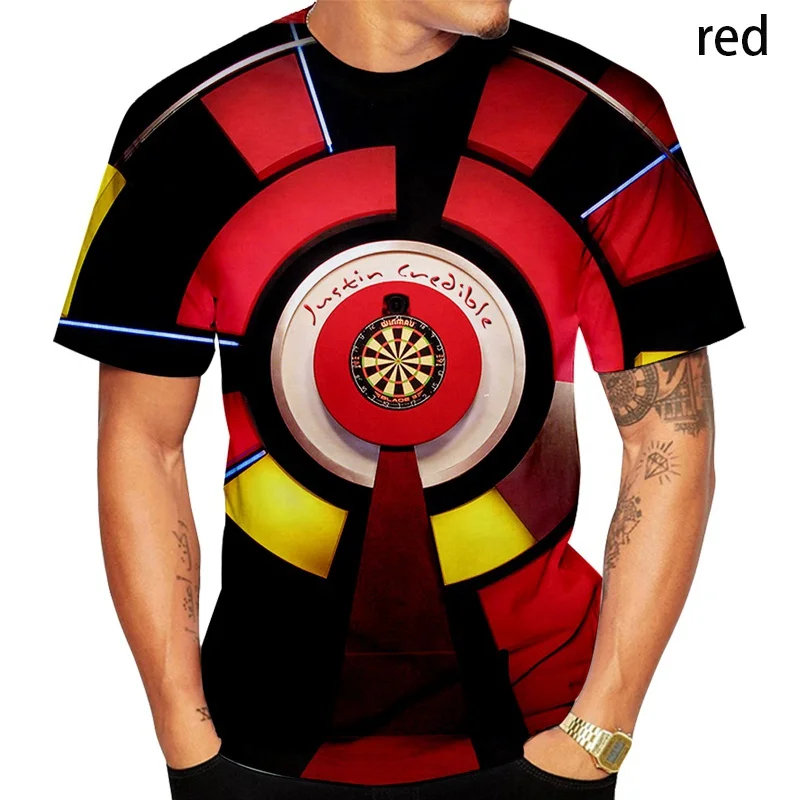 

2022 Модная футболка с 3D принтом, мужская футболка с 3D принтом, футболка с дартсом, футболка с рисунком в дартс, забавная летняя футболка с коротким рукавом