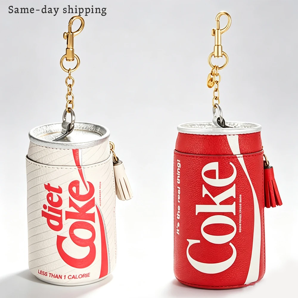 Creative Ketchup Packet & Can Shape Coin Purse Keychain Cute Mini Wallet Bag Charm Pendant for Women Girls Car Key Ring Gifts