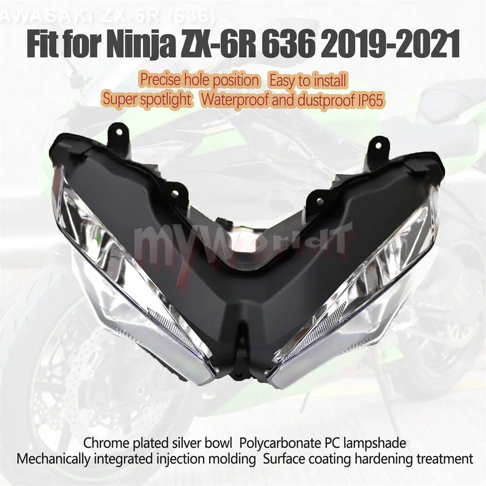 

Motorcycle Front Headlight Head Lamp Assembly For Kawasaki Ninja ZX-6R ZX636 2019-2022 2020 2021