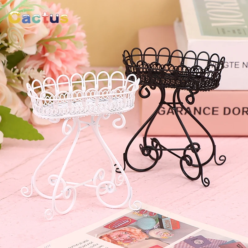 1:12 Dollhouse Miniature Flower Stand Display Shelf Iron Storage Rack Doll Furniture Model Decor Toy Doll House Accessories