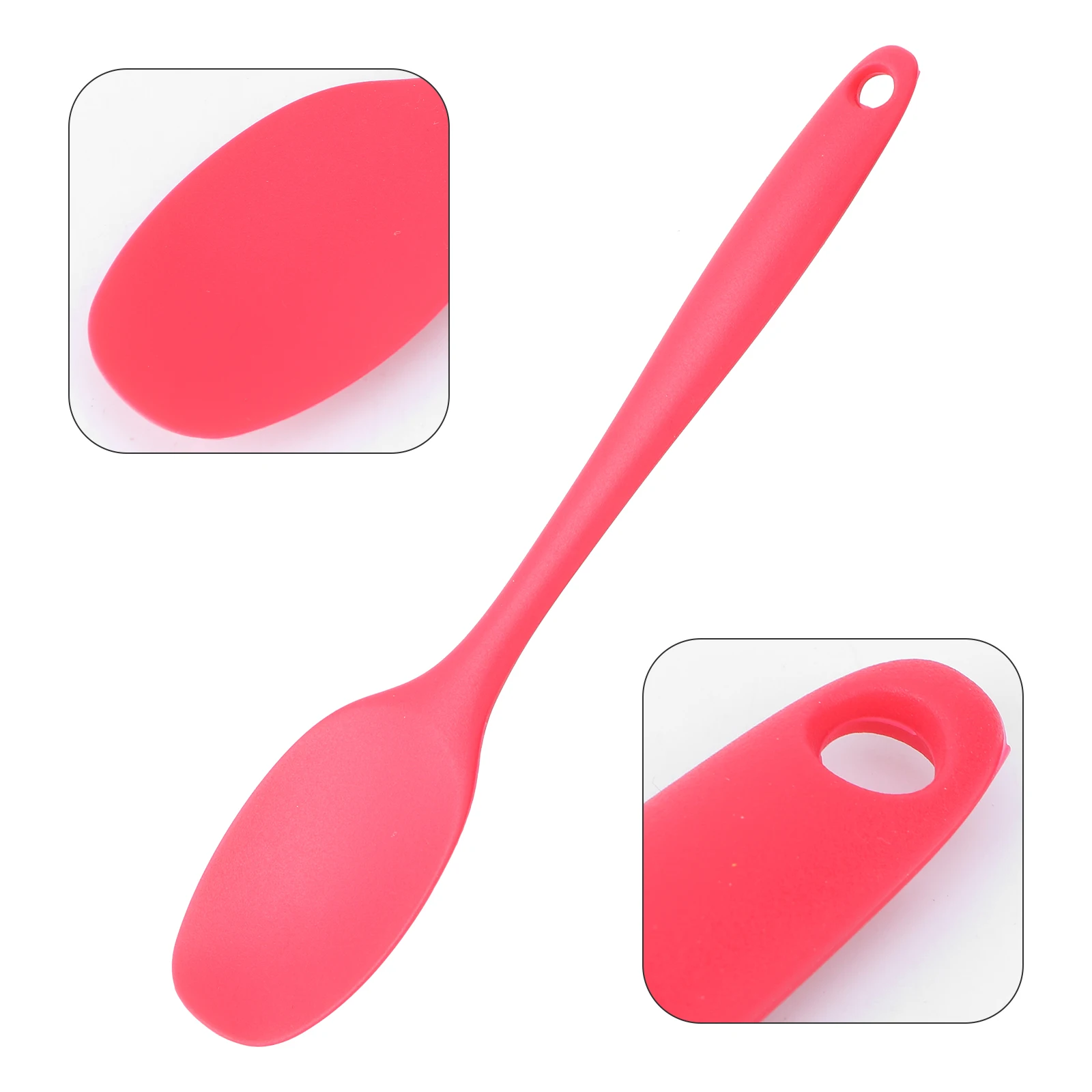 

Silicone Soup Spoon Long Handle Anti-Scald Nonstick Scoop Food Serving Spoon Cooking Serving Kitchen Tool Red Scoop