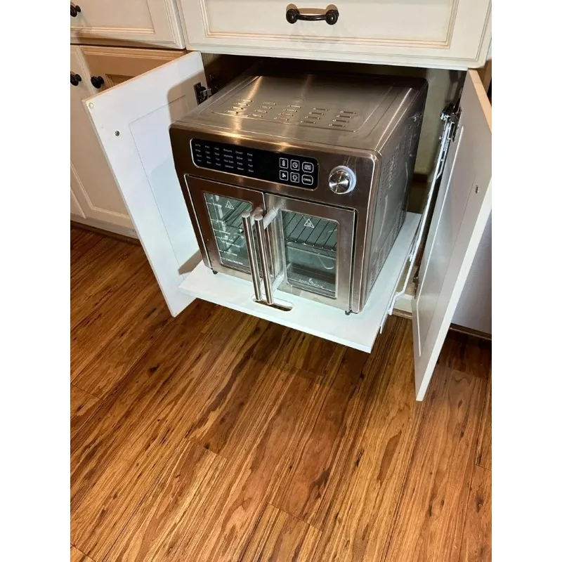 شحن سريع. تخزين الأجهزة الثقيلة وتوفير المساحة (24 بوصة رف) رفع أجهزة المطبخ، أبيض، مع ميكانيكي زنبركي ذاتي القفل #3