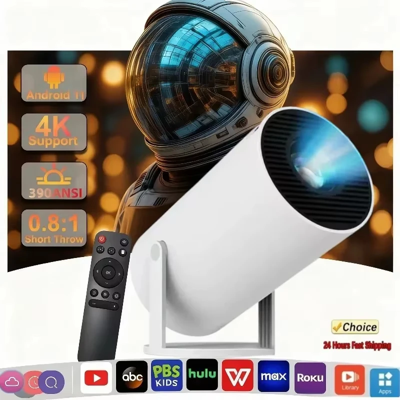 New Mini HY300 Projector 4K Android 11 Wifi6 290ANSI Allwinner H713 BT5.0 1080P 1280*720P Cinema Outdoor Portable Projetors