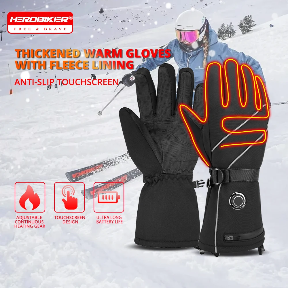 

Heated Gloves Motorcycle Winter Moto Heated Gloves Keep Warmer Waterproof Rechargeable Heating Thermal Gloves For Snowmobile