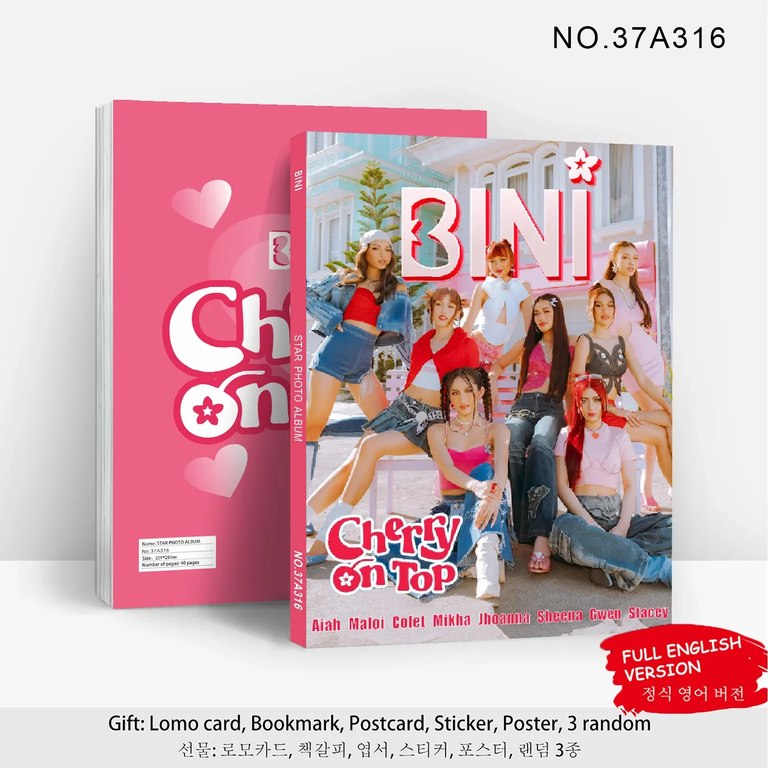 K-pop BINI New Album CHERRY ON TOP Portrait HD Photo Gallery Sticker Poster Bookmark Collection Card STACEY GWEN MALOI Fans Gift