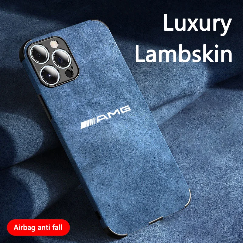 M-Mercedes AMG Logo Sudue Phone Case For iPhone 16 15 14 13 12 11 Pro Max Plus Color Shockproof Back Blue Grey Cover Shell