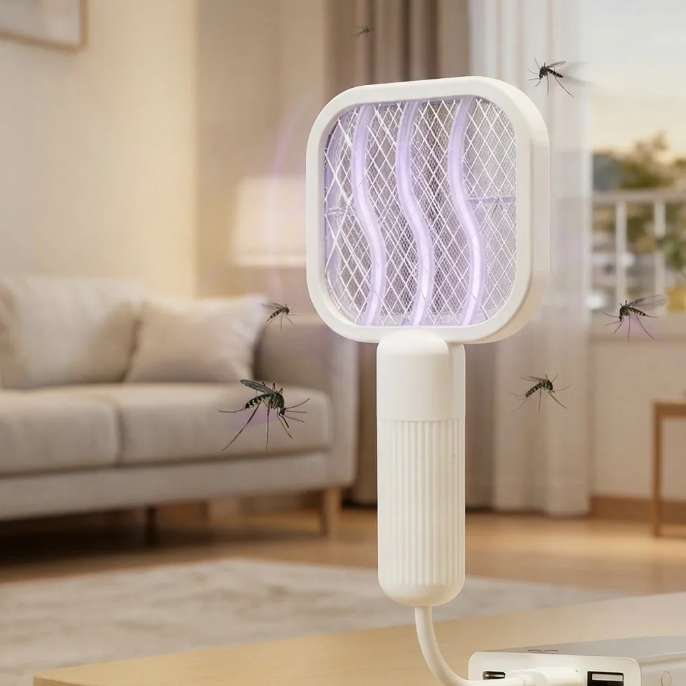 Multi-functional Mini USB Mosquito Swatter Portable Security Net Mosquito Killer Lamp Plastic Insect Racket Car Use