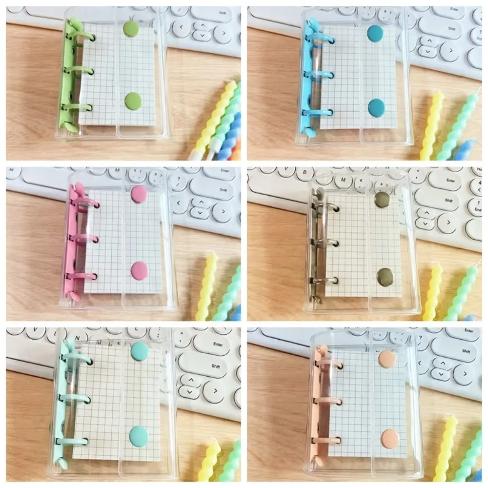 Portable PVC A8 binder Transparent Multiple Colors Loose leaf notebook double-buckle 3-hole Mini binder Gift