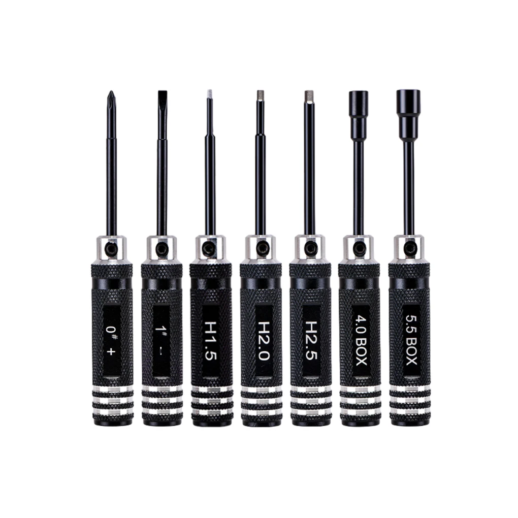 

7pcs Cross Screwdriver 1.5mm 2.0mm 2.5mm Hex Screwdriver 4.0 5.5mm Hexagonal Sleeve Metal Tool Kit Set for RC Car Airplane