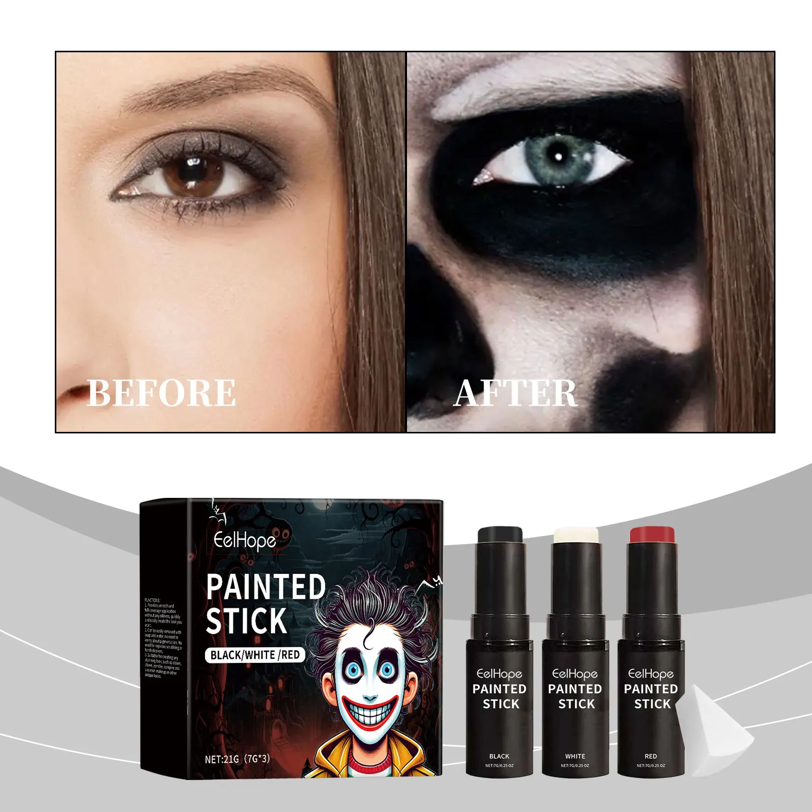 

Halloween Body Painting Stick Set Full Coverage Painted Foundation Colorful Makeup Clown Painting Makeup Festival Face Painting