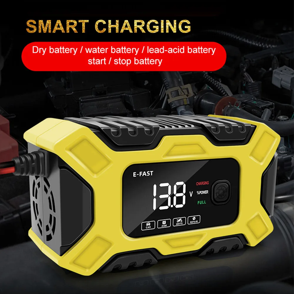 100V/240V Input 96W Car Battery Chargers EU Plug For Lead Acid AMG Battery Inteligent Detection Pulse Repair 12V 6A