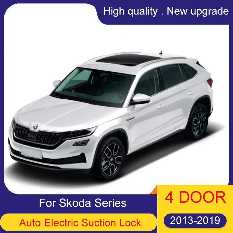 Smart Auto Electric Suction Door Lock For Skoda Fabia Rapid Octavia Karoq Kodiaq Kamiq Soft Close Door Super Silence Car Vehicle