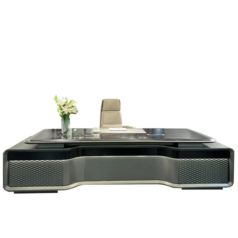 Black sandalwood baked paint, light luxury, high-end feel, high-end CEO office desk