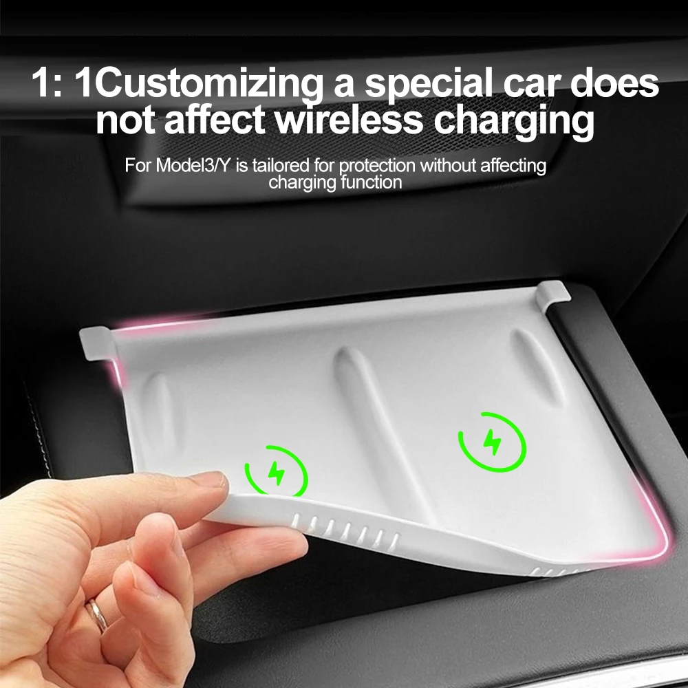 Silicone Wireless Anti-Slip Mat Center Console Mobile Phone Charging for Tesla Model 3 Y 2023 2022 2021Car Interior Accessories