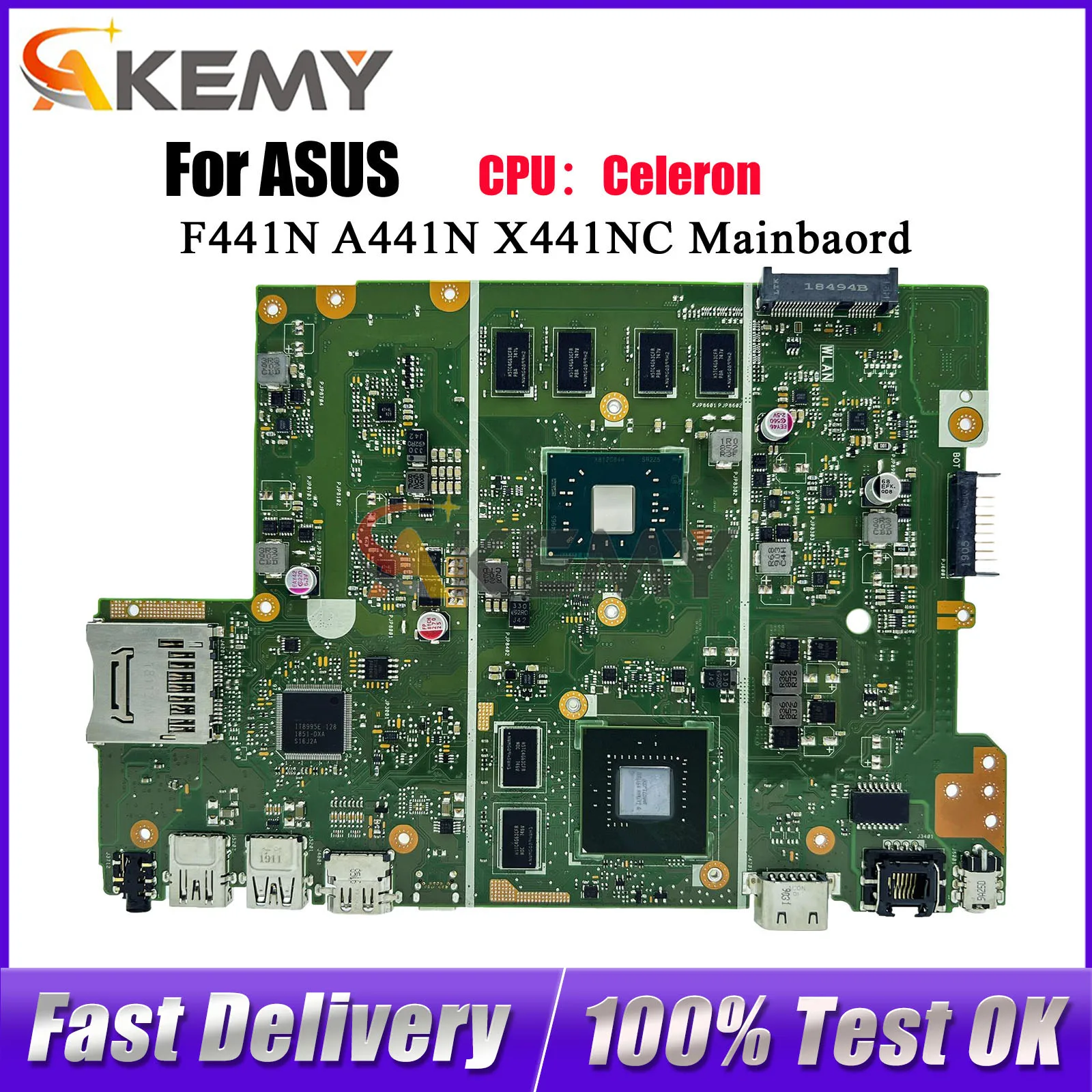 

X441NC Laptop Motherboard For ASUS VivoBook X441N X441NC A441N F441N Notebook Mainboard With Celeron CPU 100% tests OK fast ship