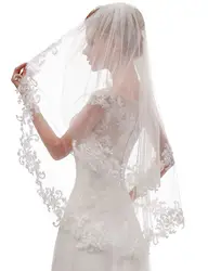 Women's Short 2 Tier Lace Wedding Bridal Veil With Comb 75cm