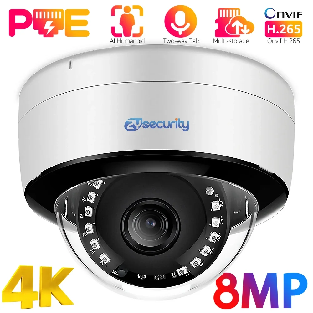 Cámara IP domo PoE 4K de 8MP para interiores, cámaras de seguridad Onvif H.265, detección humana, visión nocturna IR, Audio, cámara de vigilancia CCTV XMEye