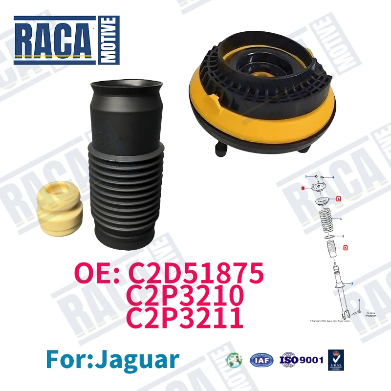 For Jaguar XF X250 XJ X351 XK Front Left/Right Sttrut Mount Shock Absorber Top Rubber And dust Boot Kit C2D51875 C2P3210 C2P3211
