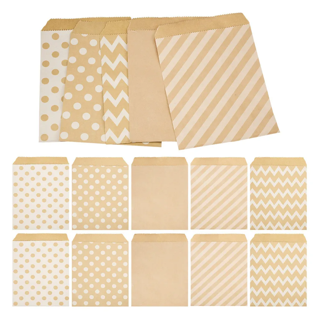 50Pcs 5 Styles Mixed Shapes No Handles Paper Bags Storage Bags for Jewelry Packings 18X13Cm 10Pcs/Style