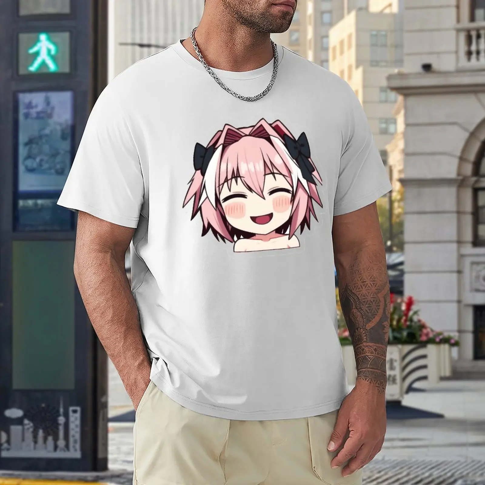 Fate Astolfo Femboy Neko Arc Meme   (5) T-shirt Round Neck Motion Tees Top Quality Home Funny Novelty Eur Size