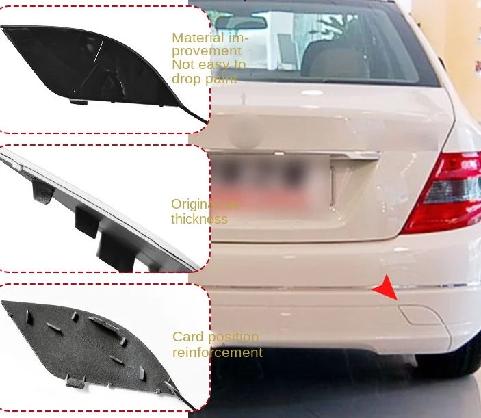 1ชิ้นสำหรับ07-10ปี Mercedes Benz C-Class ฝาครอบรถพ่วง bemper belakang C180 C200ด้านหน้าและ bemper belakang ที่ครอบตะขอลากจูง